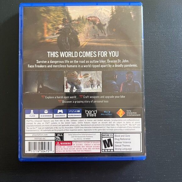 Days Gone Sony PlayStation 4 PS4 Action-Adventure Game Disc & Case - Picture 2 of 3